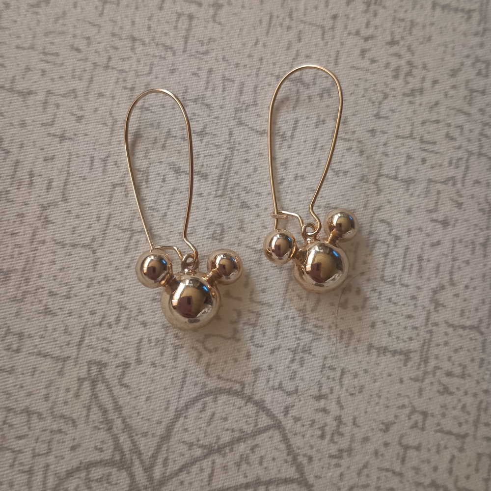 Disney Gold Dangle Earrings with Spherical Beads